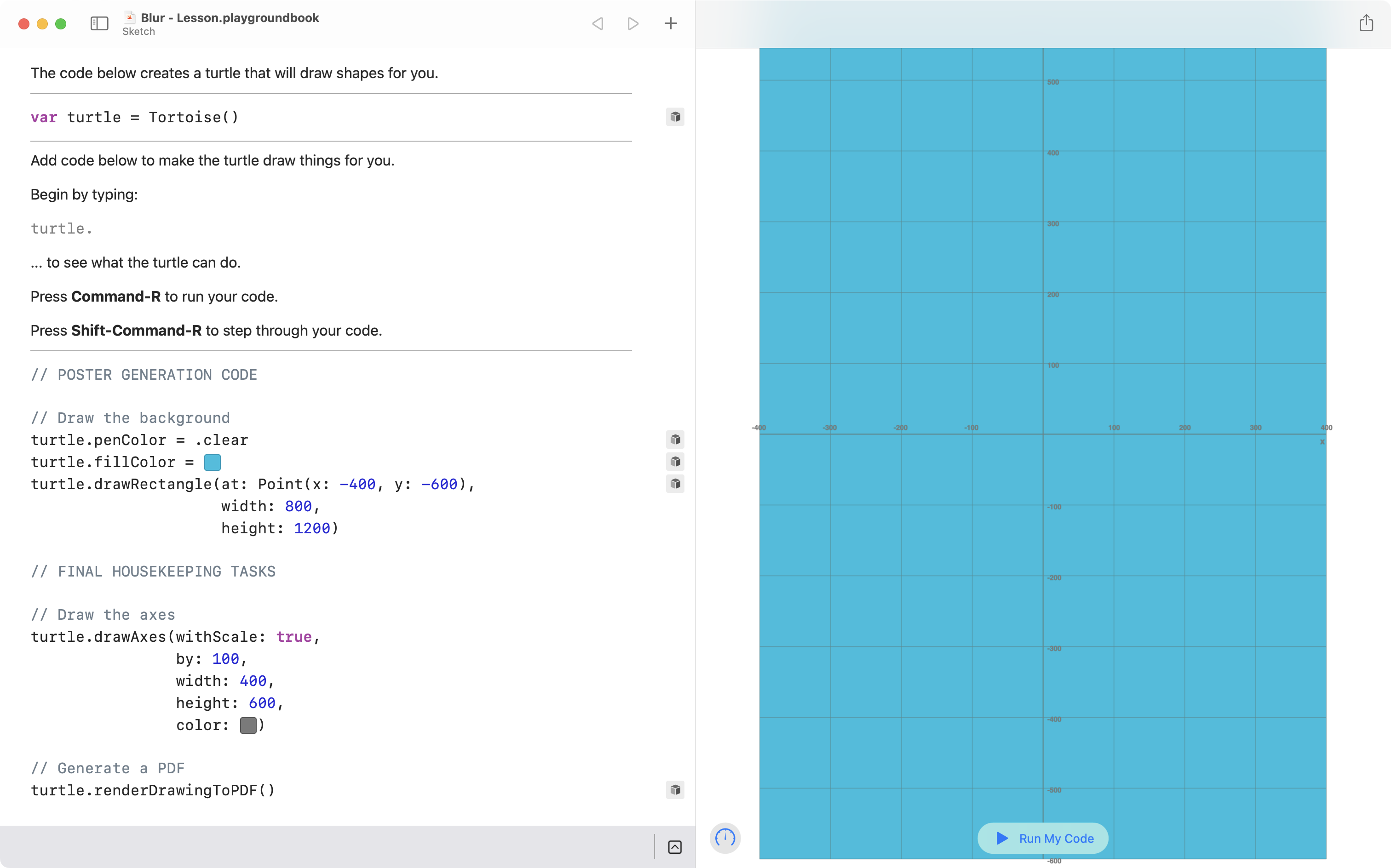 "Note the use of comments with UPPERCASE letters to separate sections of code."